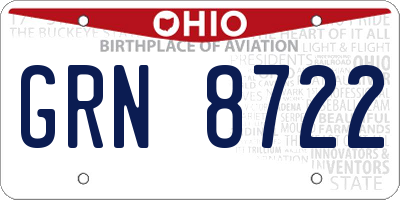 OH license plate GRN8722