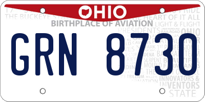 OH license plate GRN8730