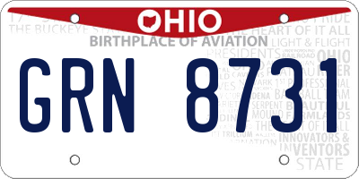 OH license plate GRN8731