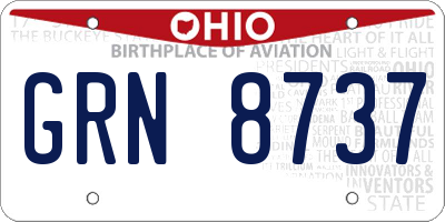 OH license plate GRN8737