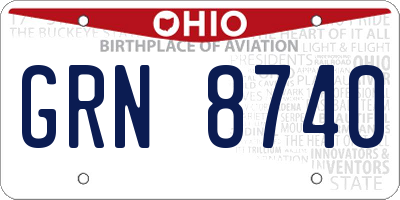 OH license plate GRN8740