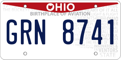 OH license plate GRN8741
