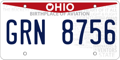 OH license plate GRN8756