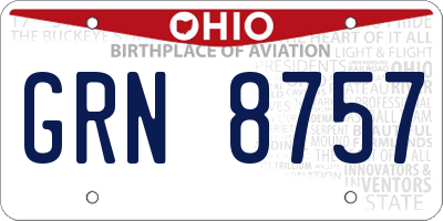 OH license plate GRN8757