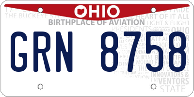 OH license plate GRN8758