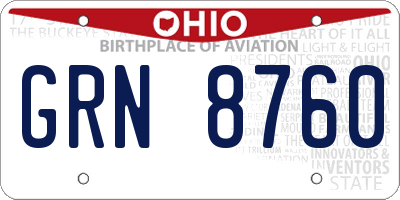 OH license plate GRN8760
