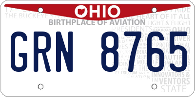 OH license plate GRN8765