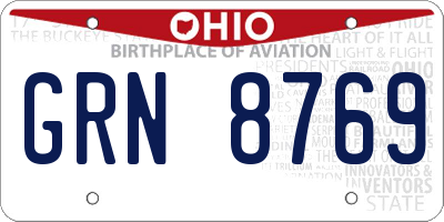 OH license plate GRN8769