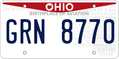 OH license plate GRN8770