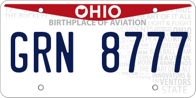 OH license plate GRN8777