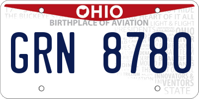 OH license plate GRN8780