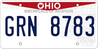 OH license plate GRN8783