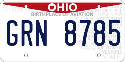 OH license plate GRN8785