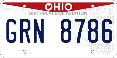 OH license plate GRN8786