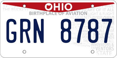 OH license plate GRN8787