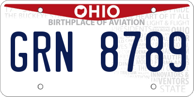 OH license plate GRN8789