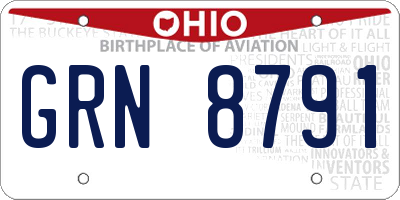 OH license plate GRN8791