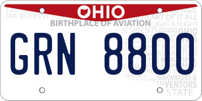 OH license plate GRN8800