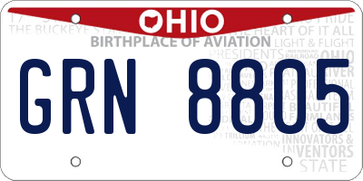 OH license plate GRN8805