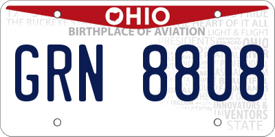 OH license plate GRN8808