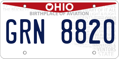 OH license plate GRN8820