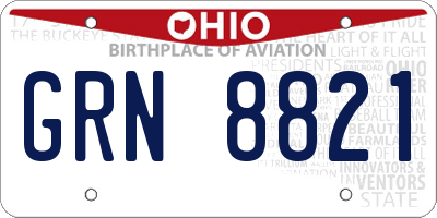 OH license plate GRN8821