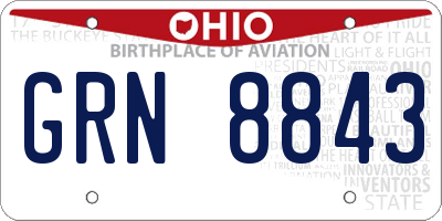 OH license plate GRN8843