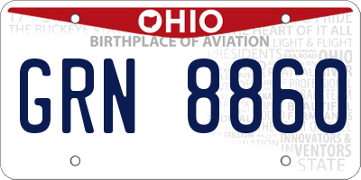 OH license plate GRN8860