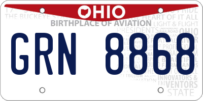 OH license plate GRN8868