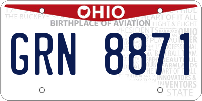 OH license plate GRN8871