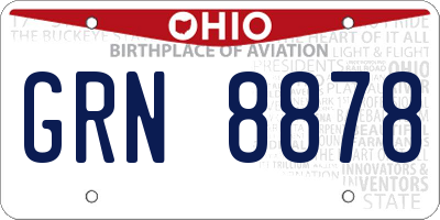 OH license plate GRN8878