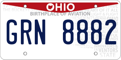 OH license plate GRN8882