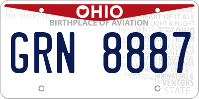 OH license plate GRN8887
