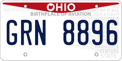 OH license plate GRN8896