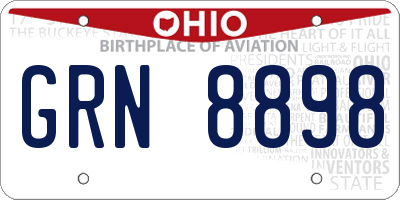OH license plate GRN8898