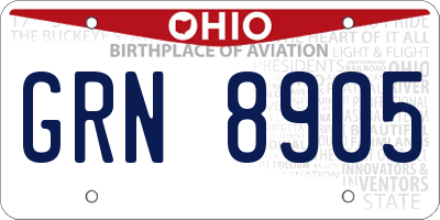 OH license plate GRN8905