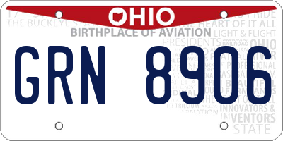 OH license plate GRN8906