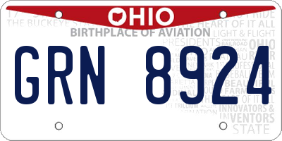 OH license plate GRN8924