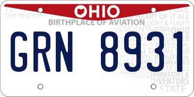 OH license plate GRN8931