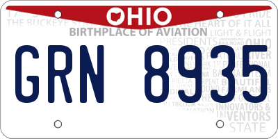 OH license plate GRN8935