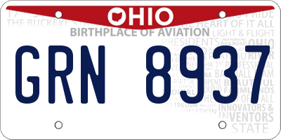 OH license plate GRN8937