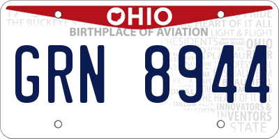 OH license plate GRN8944