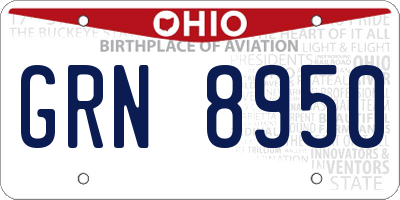 OH license plate GRN8950
