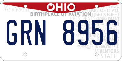 OH license plate GRN8956