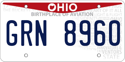 OH license plate GRN8960