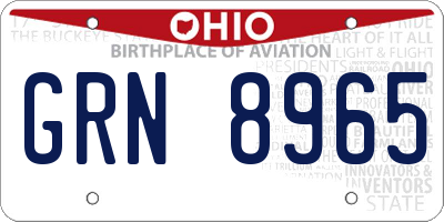 OH license plate GRN8965