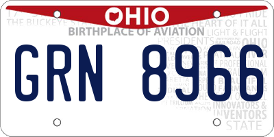 OH license plate GRN8966