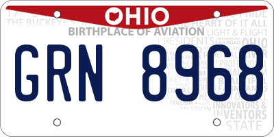 OH license plate GRN8968