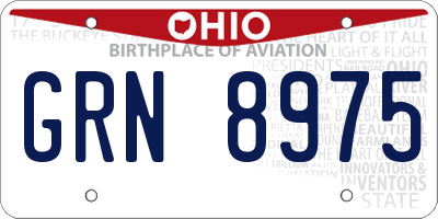 OH license plate GRN8975