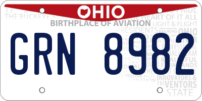 OH license plate GRN8982